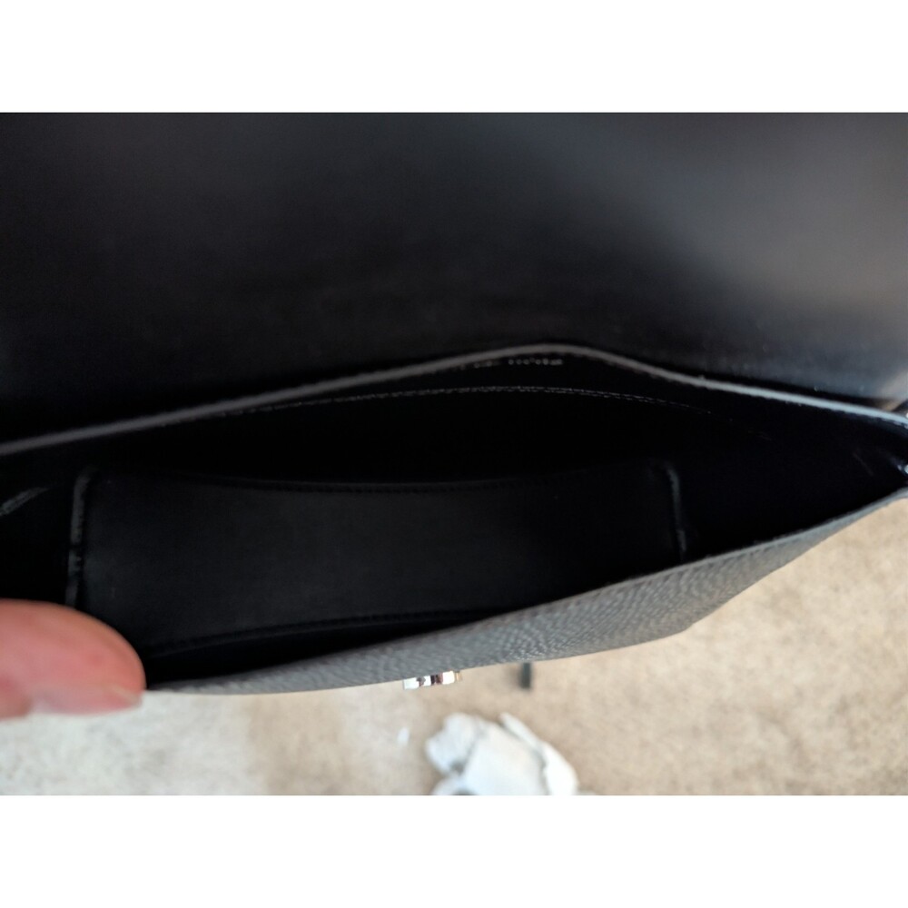 NWOT Michael Kors Evelyn Medium Crossbody Flap Bag Black Silver Hardware Leather - Picture 8 of 12